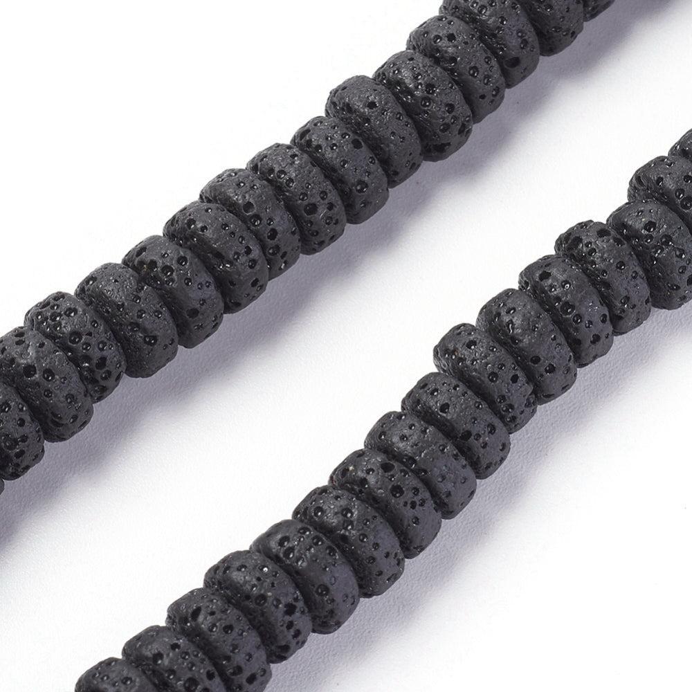 Edelsteen Kralen Lava Disc Zwart 8.5x4mm - 30 stuks-Kralen-Kraaltjes van Renate