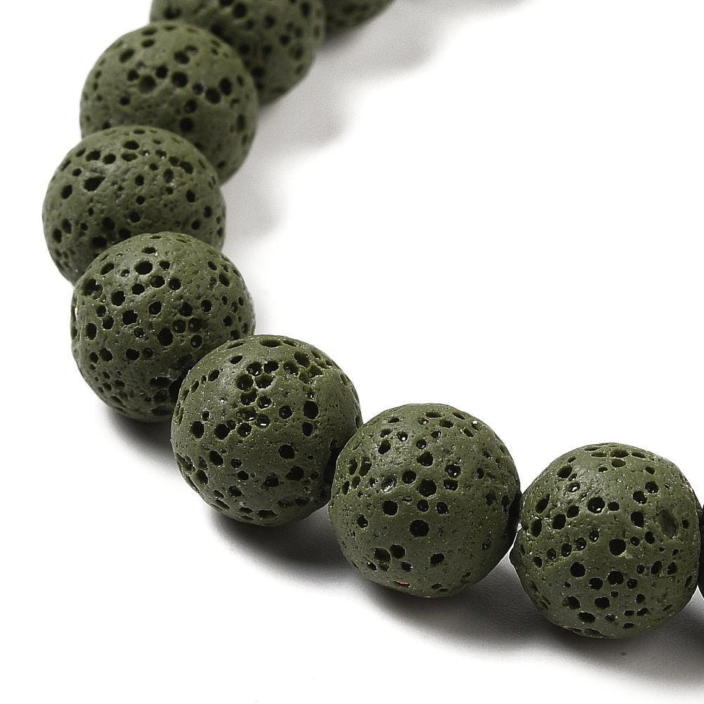 Edelsteen Kralen Lava Rond Legergroen 8mm - 20 stuks-Kralen-Kraaltjes van Renate