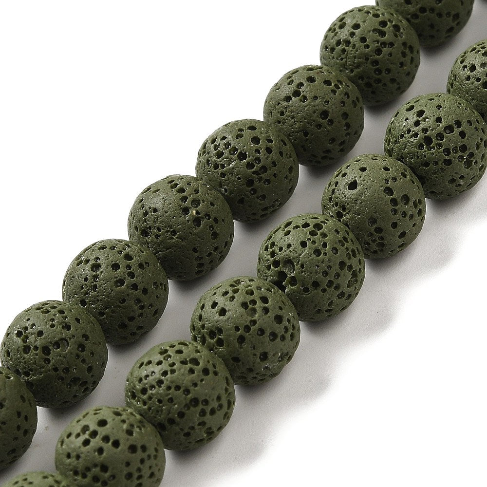 Edelsteen Kralen Lava Rond Legergroen 8mm - 20 stuks-Kralen-Kraaltjes van Renate