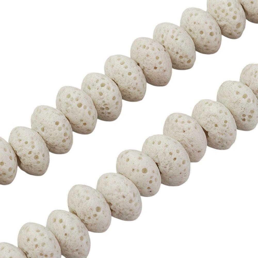 Edelsteen Kralen Lava Rondel Beige 9x5.5mm - per streng (± 37 stuks)-Kralen-Kraaltjes van Renate