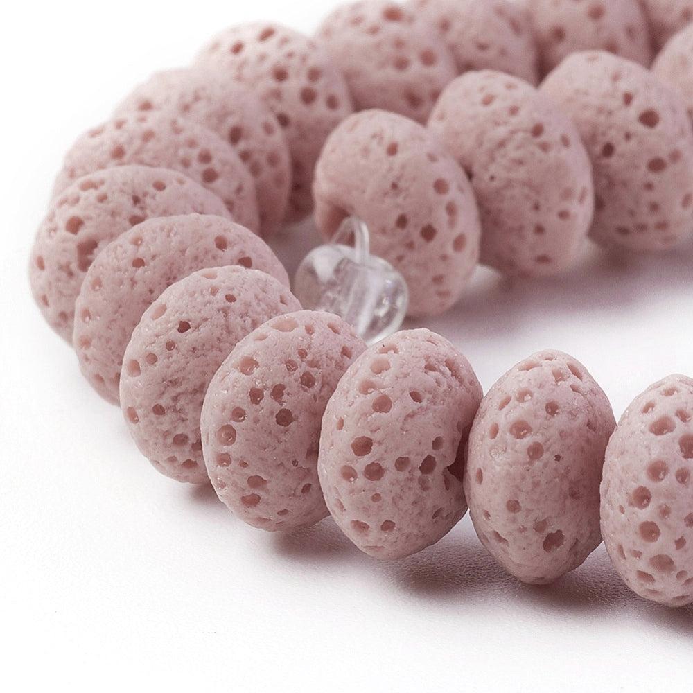Edelsteen Kralen Lava Rondel Roze 9x5.5mm - 20 stuks-Kralen-Kraaltjes van Renate