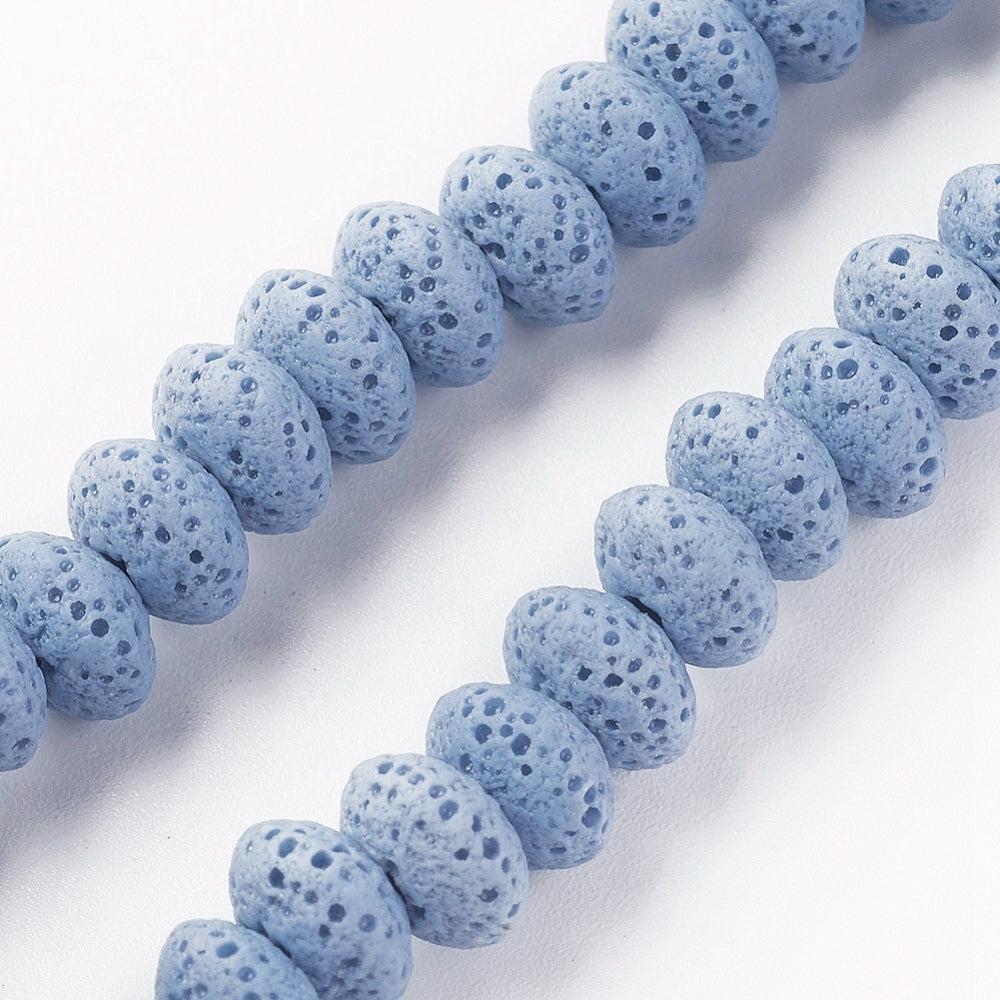 Edelsteen Kralen Lava Rondel Staalblauw 9x5.5mm - 20 stuks-Kralen-Kraaltjes van Renate