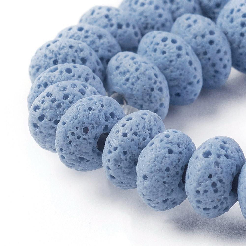 Edelsteen Kralen Lava Rondel Staalblauw 9x5.5mm - 20 stuks-Kralen-Kraaltjes van Renate