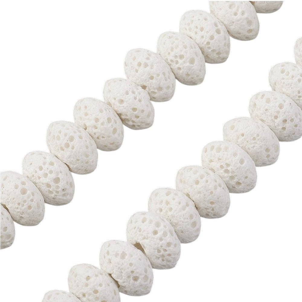 Edelsteen Kralen Lava Rondel White 9x5.5mm - per streng (± 37 stuks)-Kralen-Kraaltjes van Renate