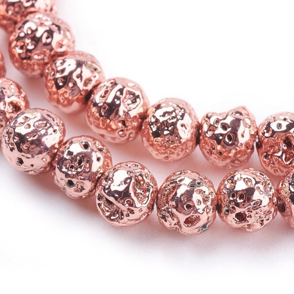 Edelsteen Kralen Lava Rosegoud 7mm - 15 stuks-Kralen-Kraaltjes van Renate