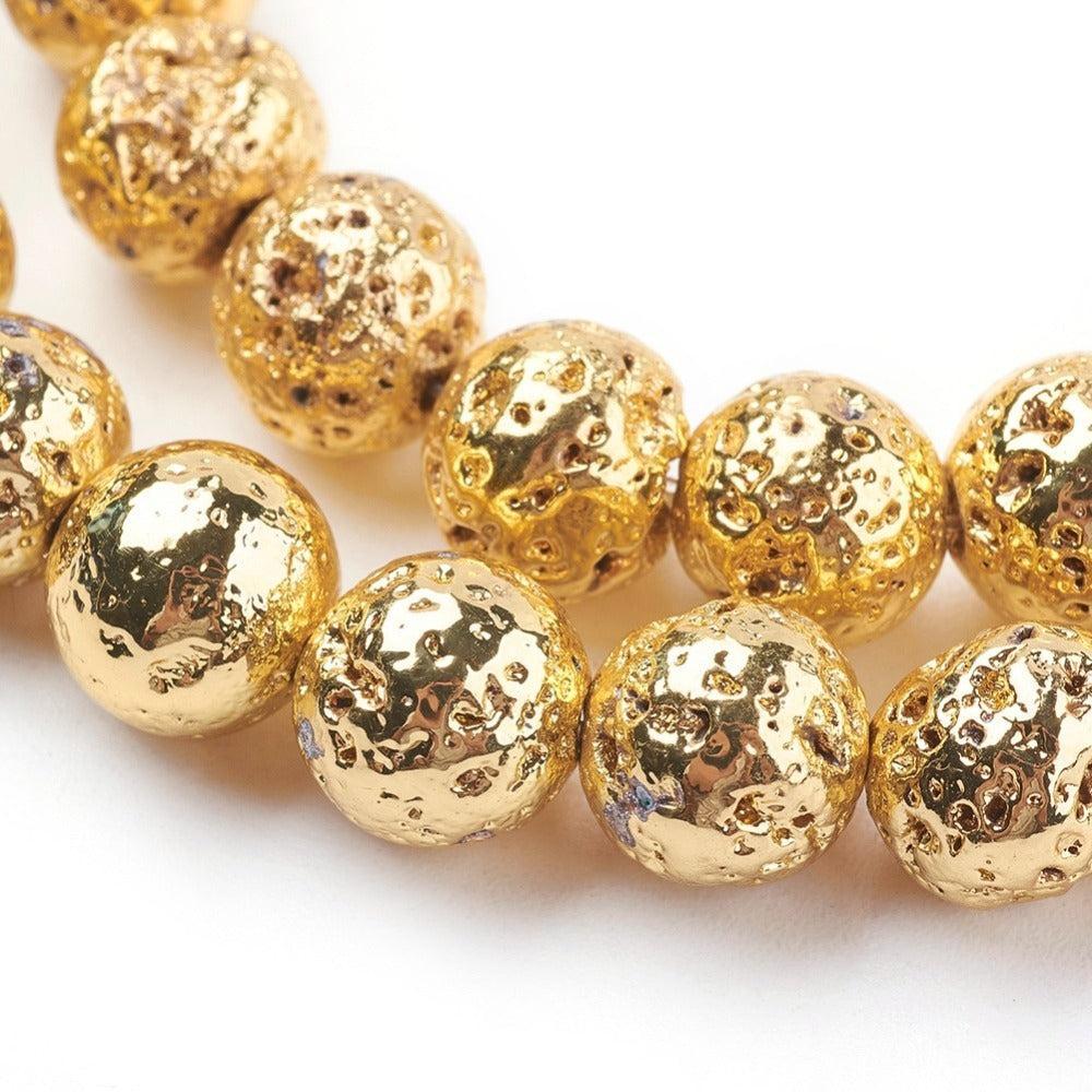 Edelsteen Kralen Lava Rosegoud 8.5mm - per streng (± 47 stuks)-Kralen-Kraaltjes van Renate