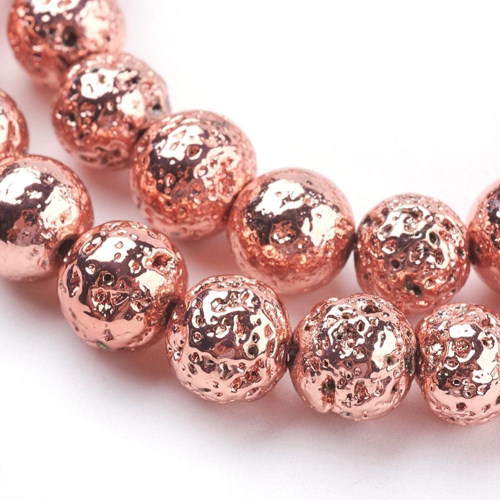 Edelsteen Kralen Lava Rosegoud 8.5mm - per streng (± 47 stuks)-Kralen-Kraaltjes van Renate