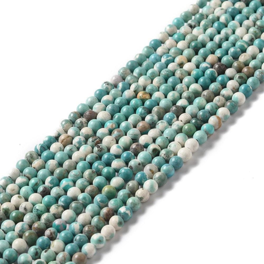 Edelsteen Kralen Magnesiet Rond Turquoise 4mm - per streng (± 92 stuks)-Kralen-Kraaltjes van Renate