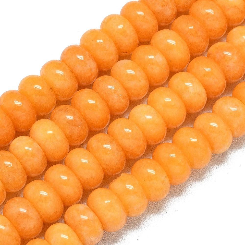 Edelsteen Kralen Malaysia Jade Rondelle Oranje 8.0mm - 19 stuks-Kraaltjes van Renate
