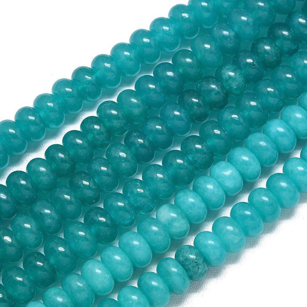 Edelsteen Kralen Malaysia Jade Rondelle Teal 8.0mm - 19 stuks-Kraaltjes van Renate
