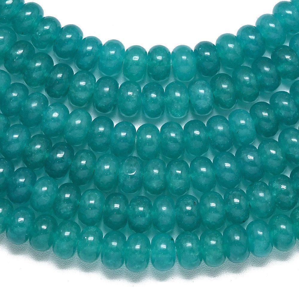 Edelsteen Kralen Malaysia Jade Rondel Teal 8mm - 19 stuks-Kraaltjes van Renate