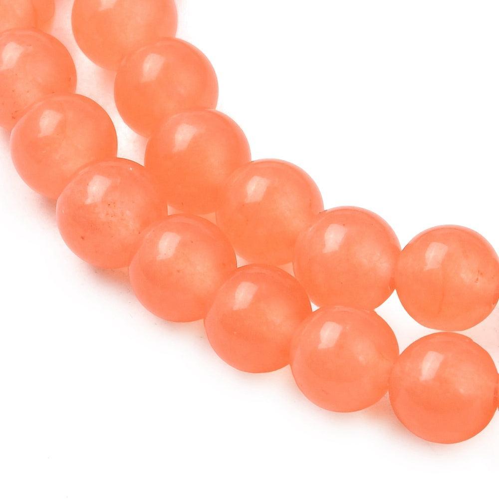 Edelsteen Kralen Maleisische Jade Rond Koraal Oranje 6mm - 15 stuks-Kralen-Kraaltjes van Renate