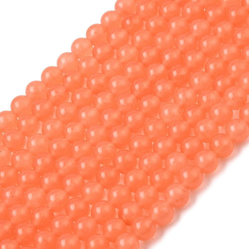 Edelsteen Kralen Maleisische Jade Rond Koraal Oranje 6mm - 15 stuks-Kralen-Kraaltjes van Renate