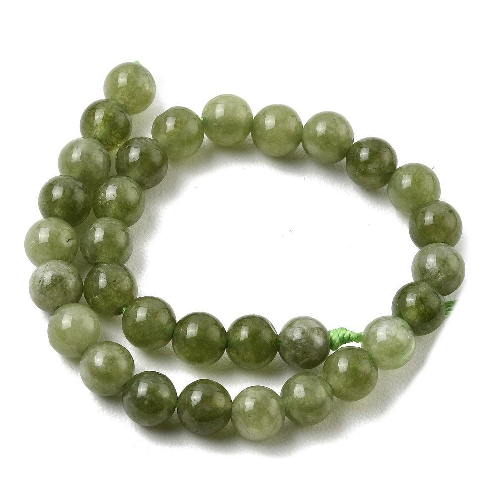 Edelsteen Kralen Maleisische Jade Rond Olijfgroen 6mm - 15 stuks-Kralen-Kraaltjes van Renate