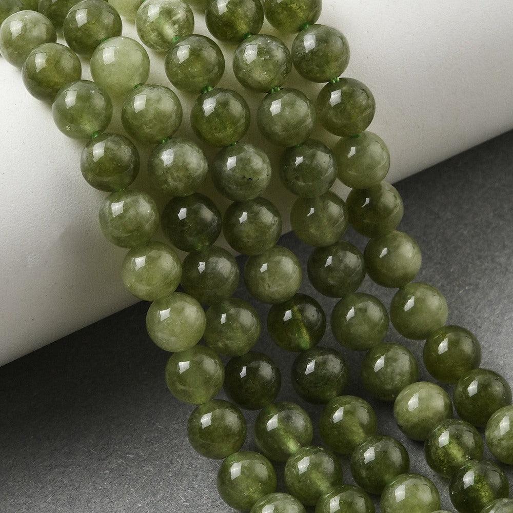 Edelsteen Kralen Maleisische Jade Rond Olijfgroen 6mm - 15 stuks-Kralen-Kraaltjes van Renate