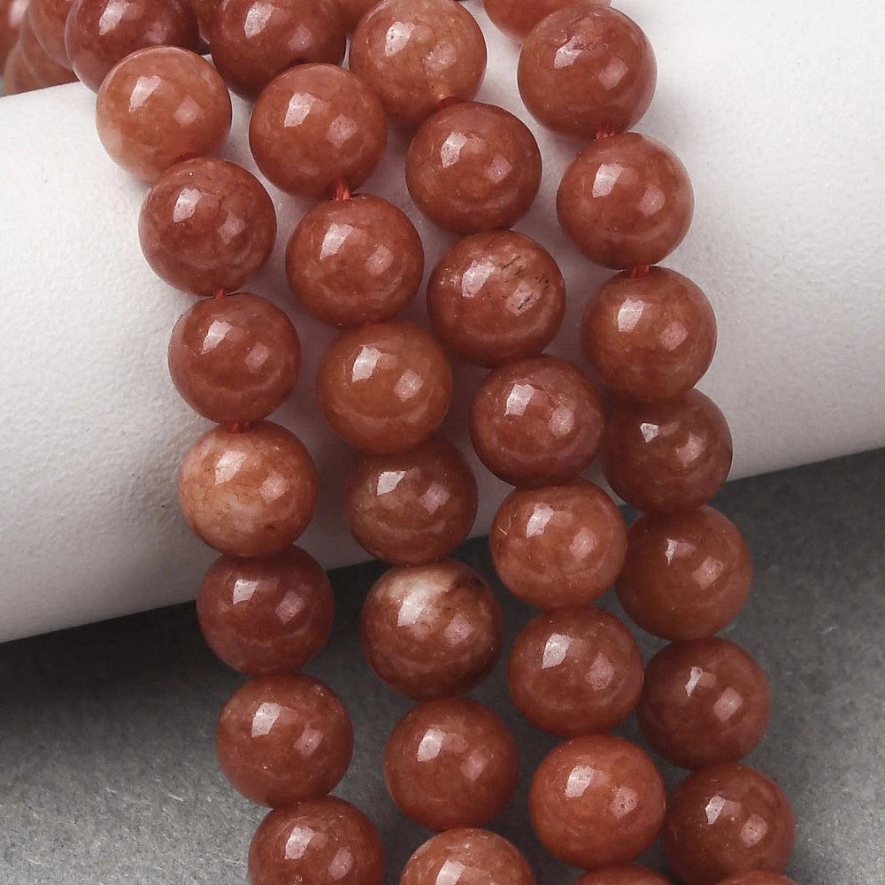 Edelsteen Kralen Maleisische Jade Rond Steenrood 6mm - 15 stuks-Kralen-Kraaltjes van Renate