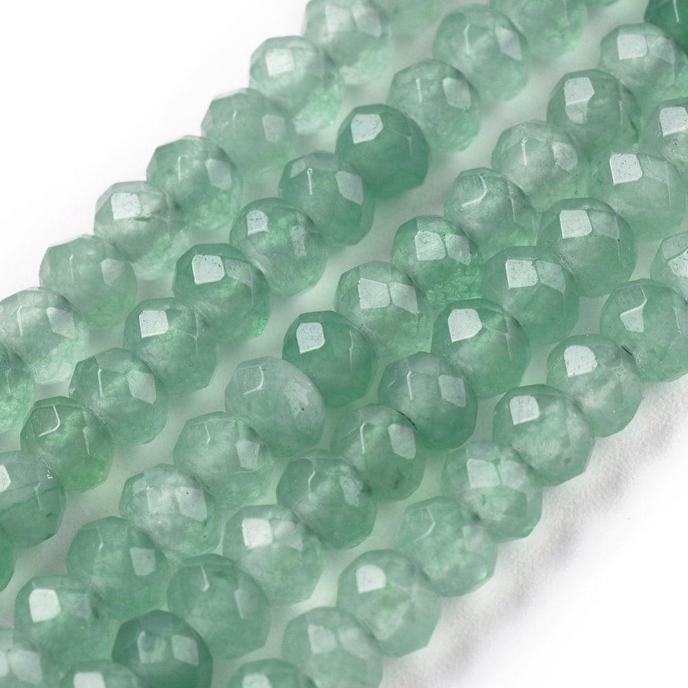 Edelsteen Kralen Maleisische Jade Rondel Aquamarijn 4x2mm - per streng (± 112 stuks)-Kralen-Kraaltjes van Renate