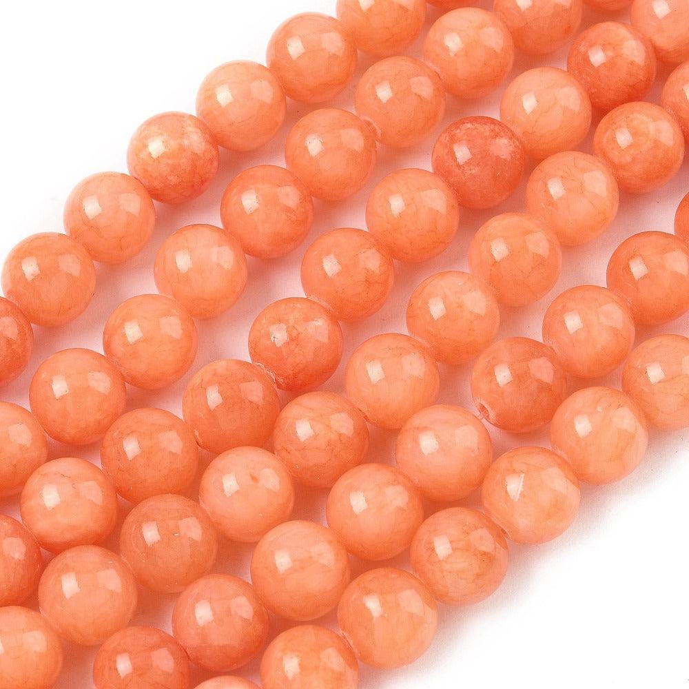Edelsteen Kralen Mashan Jade Rond Zalm 10mm - per stuk-Kralen-Kraaltjes van Renate