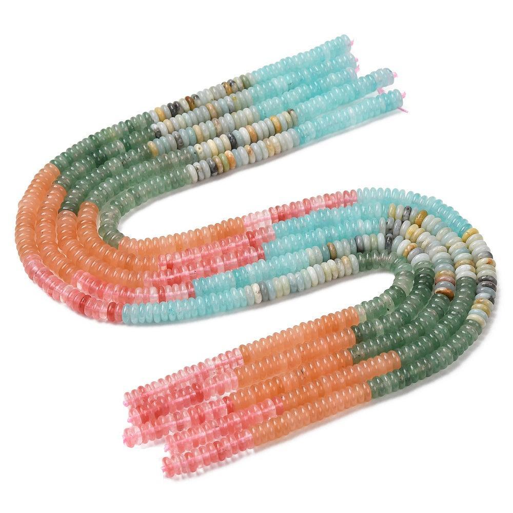 Edelsteen Kralen Mix Rondel Multicolor Kleur 6.5x2mm - per streng (± 164 stuks)-Kralen-Kraaltjes van Renate