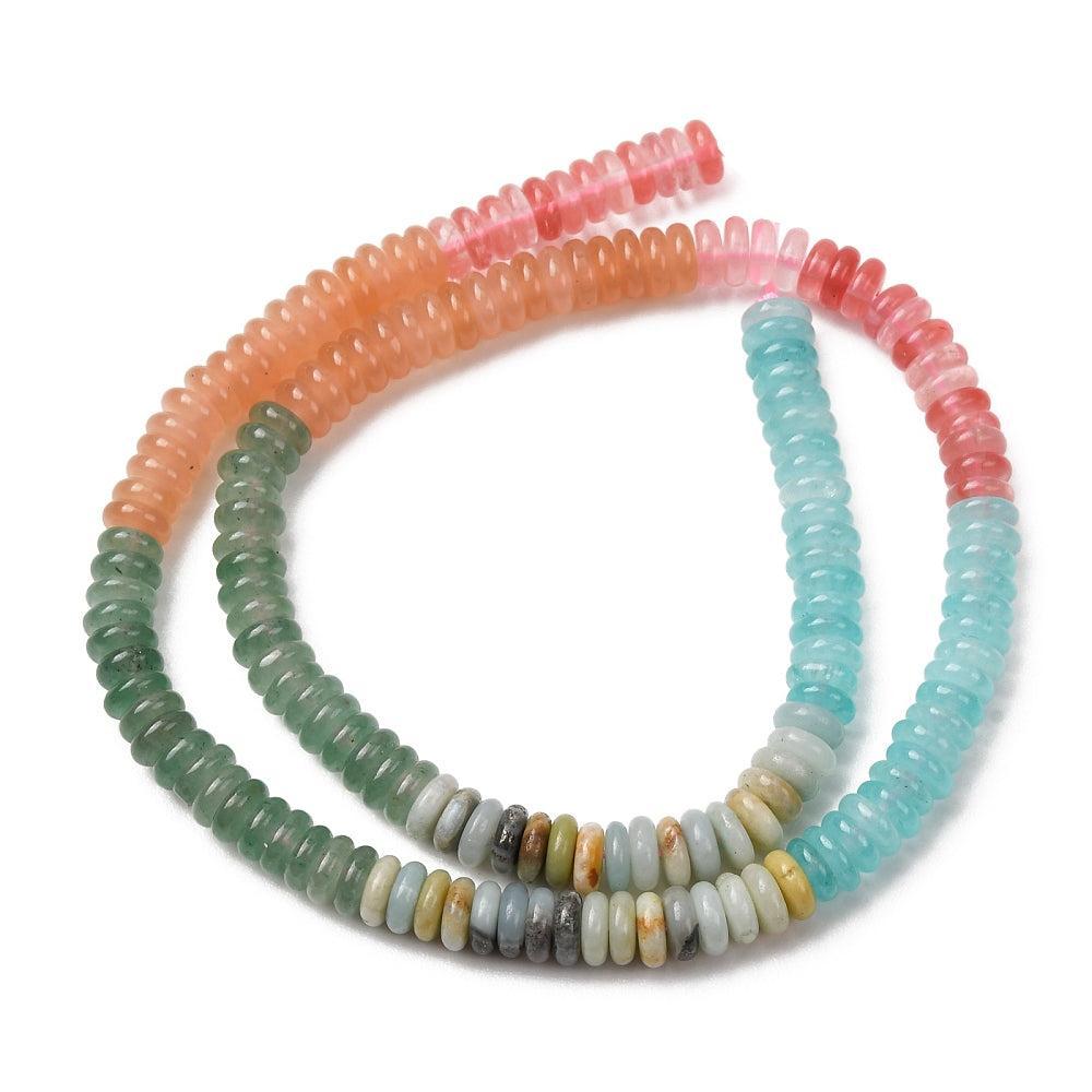 Edelsteen Kralen Mix Rondel Multicolor Kleur 6.5x2mm - per streng (± 164 stuks)-Kralen-Kraaltjes van Renate