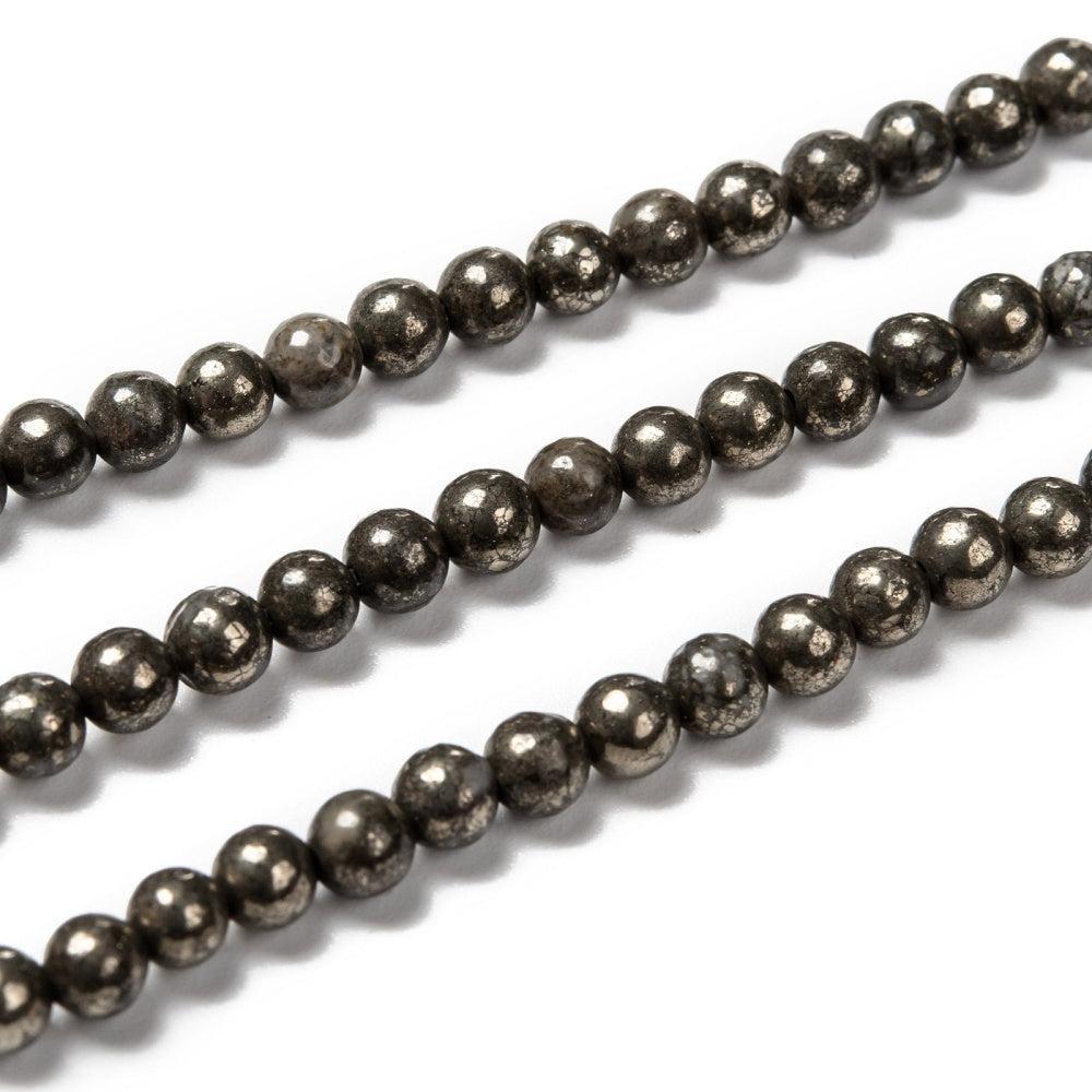 Edelsteen Kralen Pyriet Rond Goud 4mm - 20 stuks-Kralen-Kraaltjes van Renate