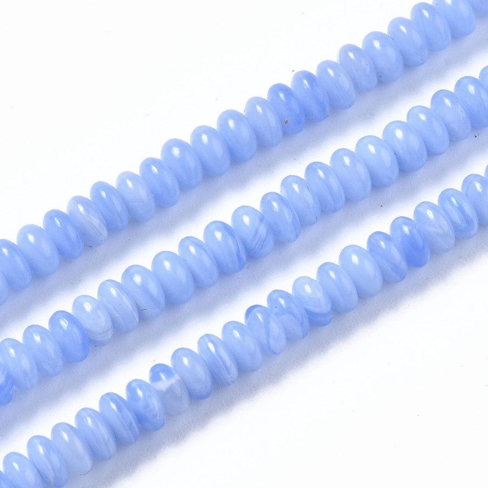 Edelsteen Kralen Synthetisch Blue Lace Agaat Rondel Blauw 4.5x2mm - 20 stuks-Kralen-Kraaltjes van Renate