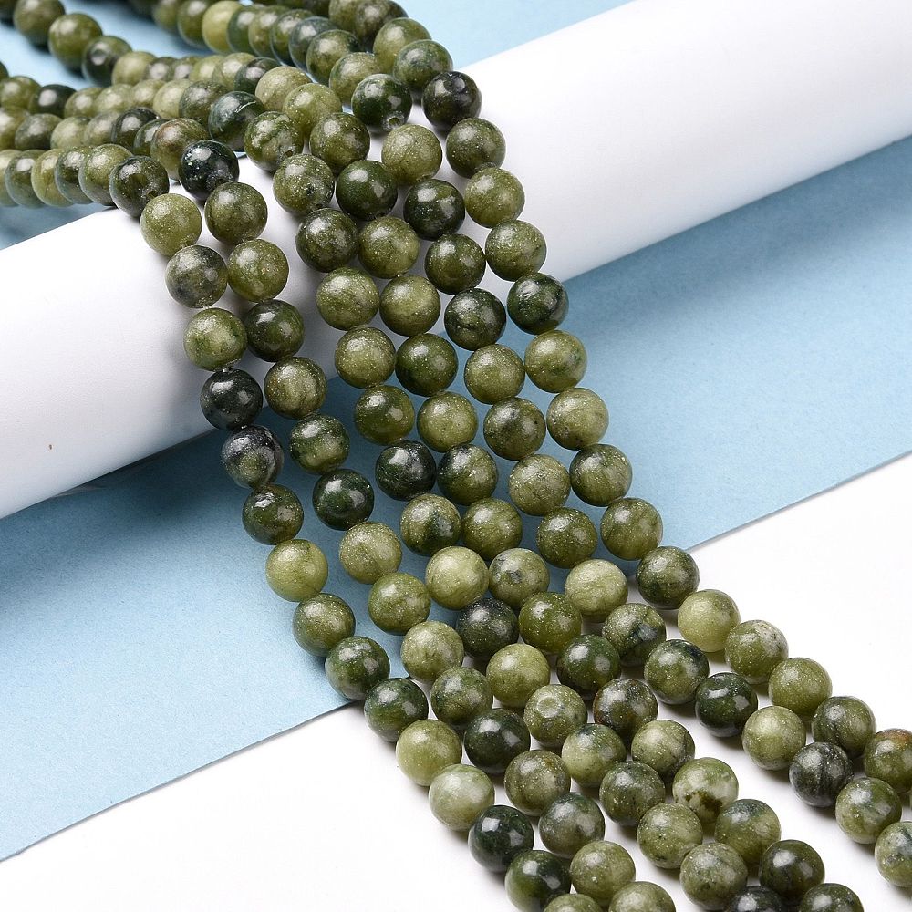 Edelsteen Kralen Taiwan Jade Rond Olijfgroen 6mm - 15 stuks-Kralen-Kraaltjes van Renate
