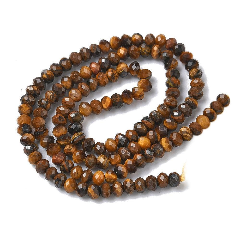 Edelsteen Kralen Tijgeroog Rondel 4x3mm - per streng (± 130 stuks)-Kralen-Kraaltjes van Renate