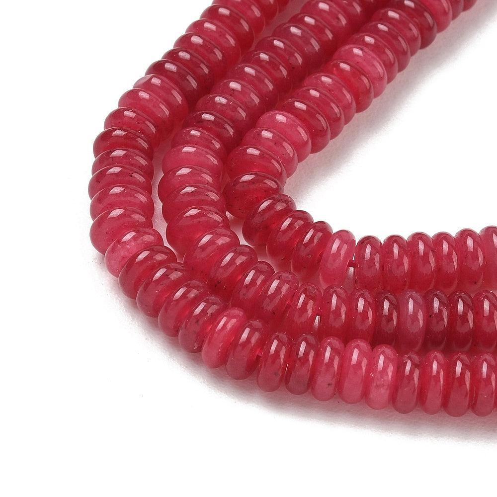 Edelsteen Kralen Witte Jade Rondel Donkerrood 6.5x2mm - 30 stuks-Kralen-Kraaltjes van Renate
