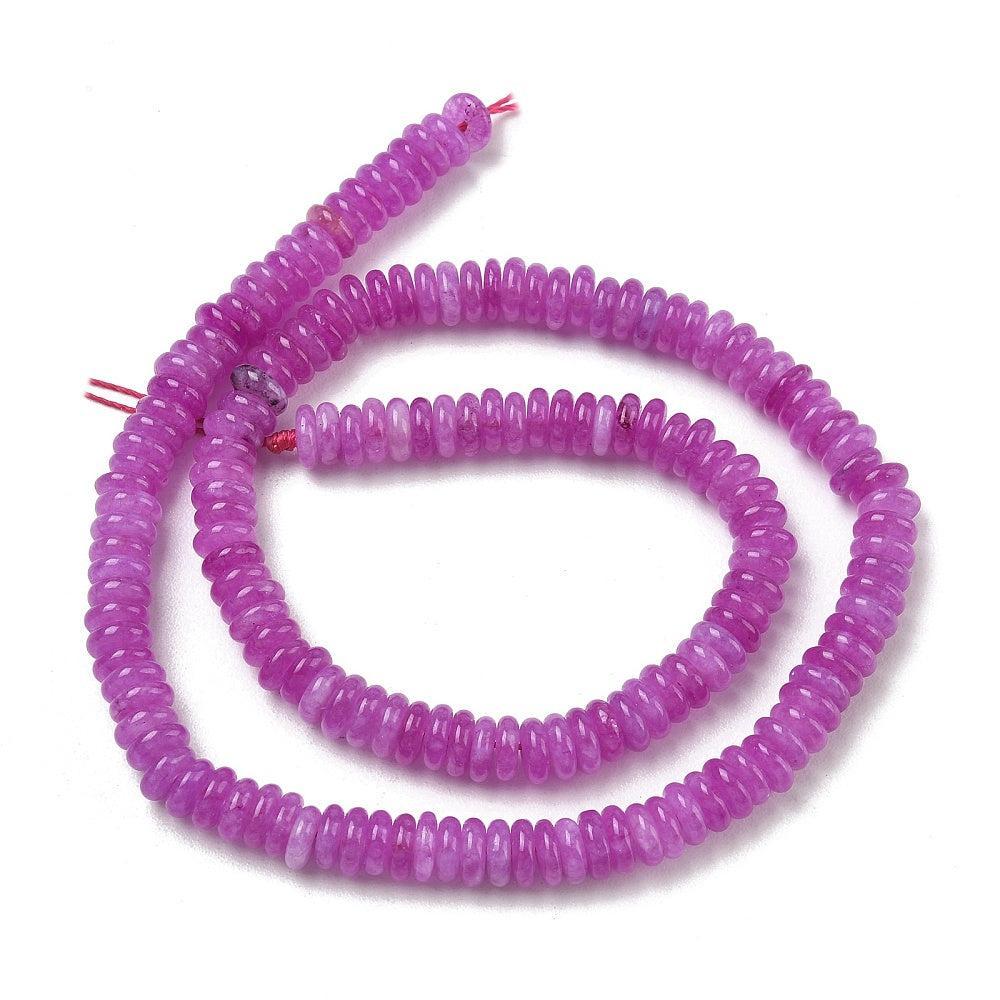 Edelsteen Kralen Witte Jade Rondel Fuchsia 6.5x2mm - 30 stuks-Kralen-Kraaltjes van Renate