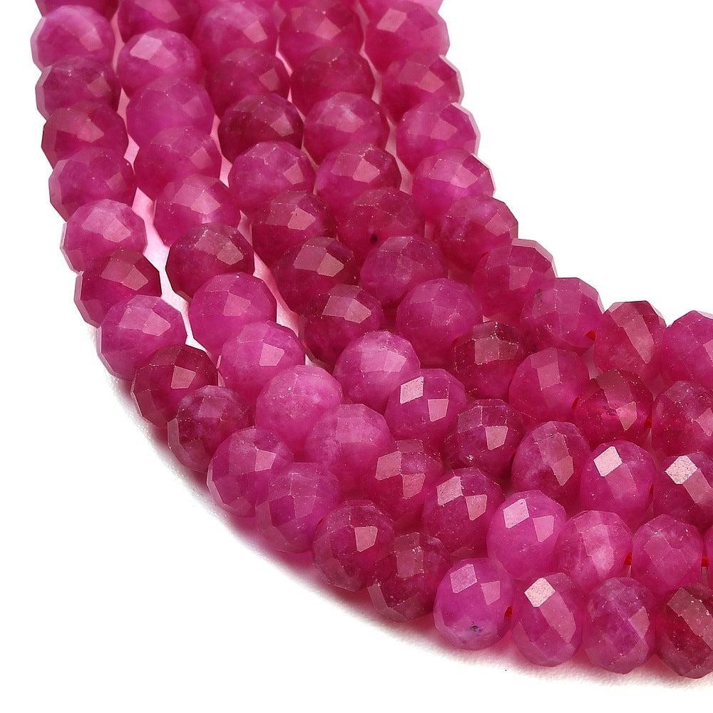 Edelsteen Kralen Witte Jade Rondel Fuchsia 8x5.5mm - per stuk
