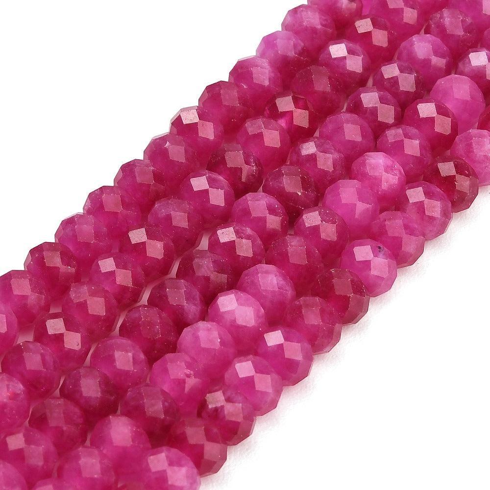 Edelsteen Kralen Witte Jade Rondel Fuchsia 8x5.5mm - per stuk
