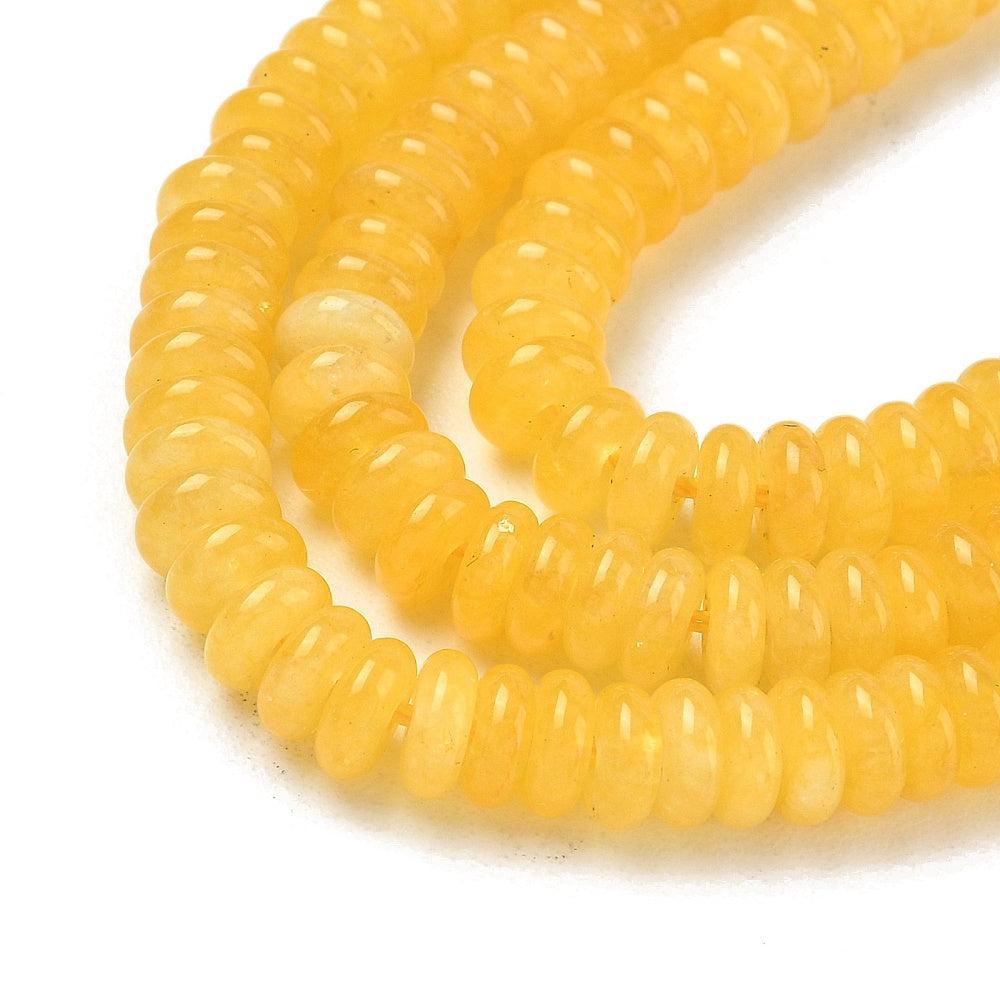 Edelsteen Kralen Witte Jade Rondel Geel 6.5x2mm - 30 stuks-Kralen-Kraaltjes van Renate