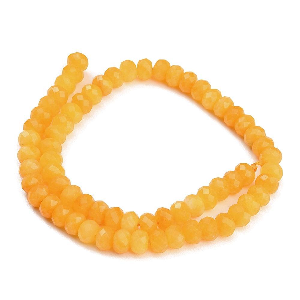 Edelsteen Kralen Witte Jade Rondel Geel 8x5.5mm - per stuk