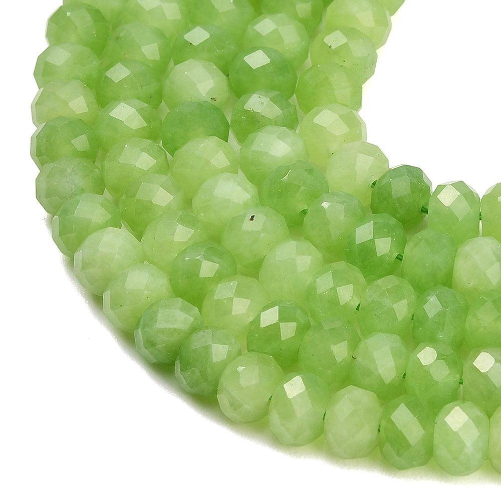 Edelsteen Kralen Witte Jade Rondel Grasgroen 8x5.5mm - per stuk