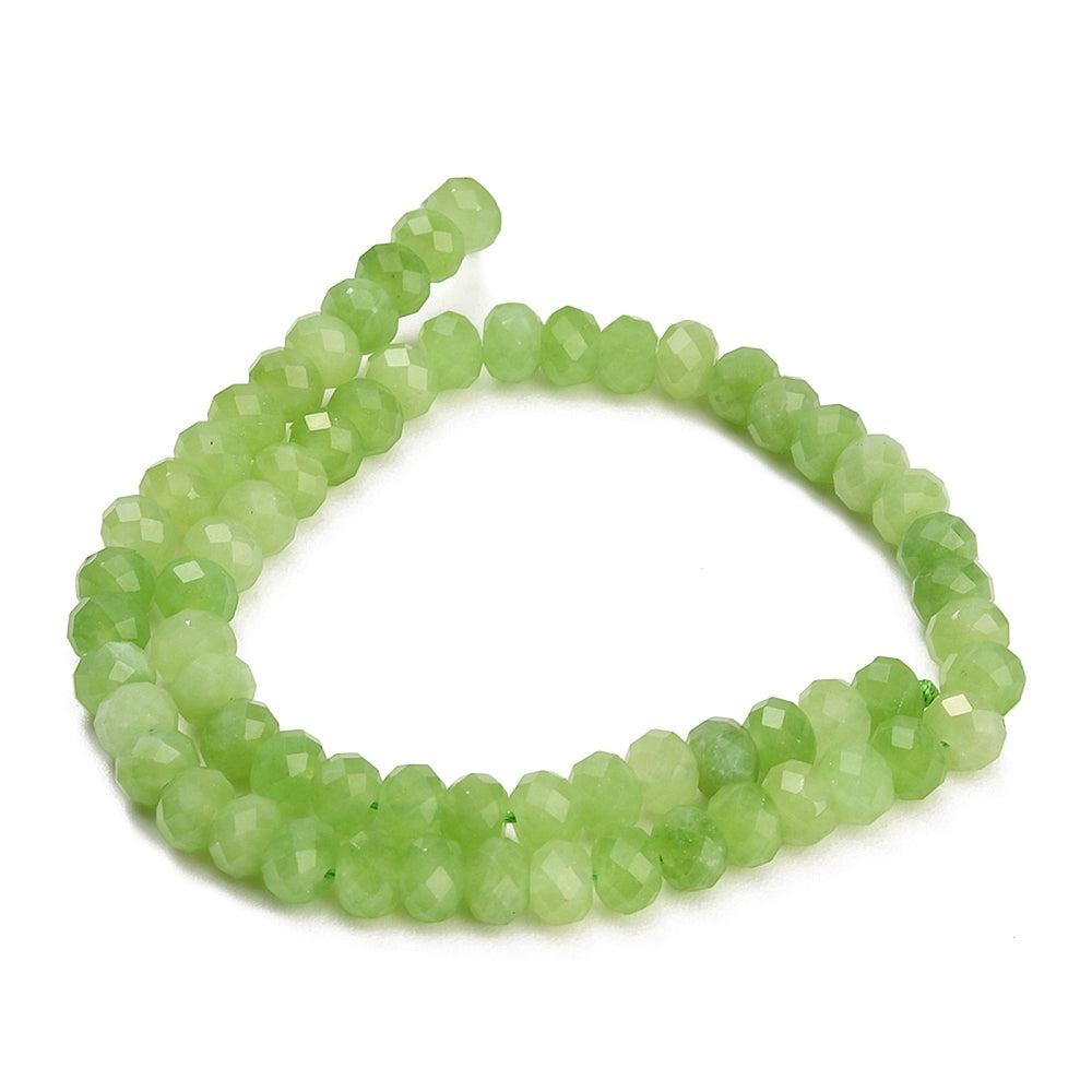 Edelsteen Kralen Witte Jade Rondel Grasgroen 8x5.5mm - per stuk