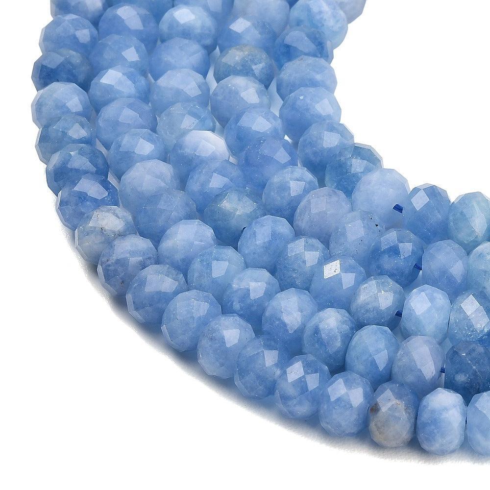 Edelsteen Kralen Witte Jade Rondel Korenbloemblauw 8x5.5mm - per stuk