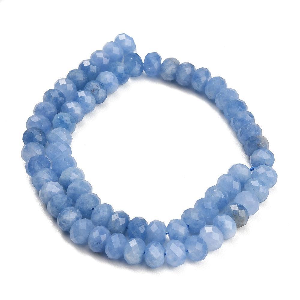 Edelsteen Kralen Witte Jade Rondel Korenbloemblauw 8x5.5mm - per stuk