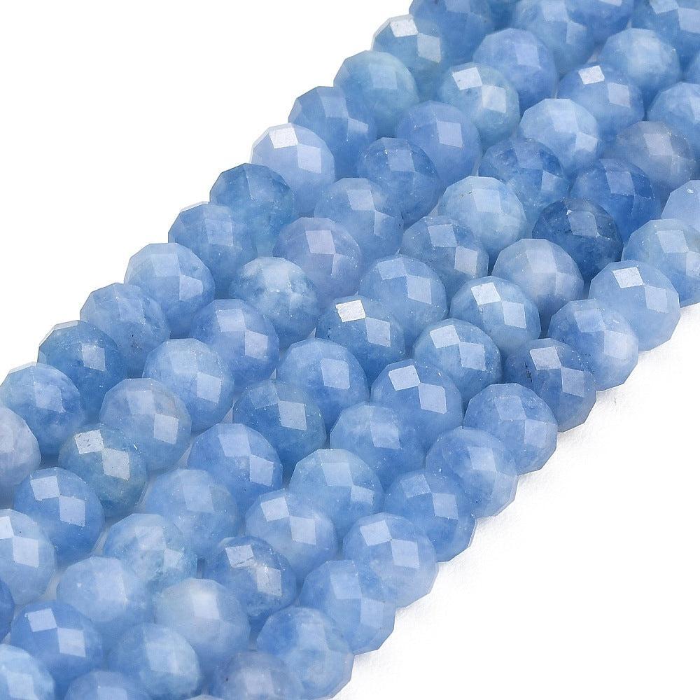 Edelsteen Kralen Witte Jade Rondel Korenbloemblauw 8x5.5mm - per stuk