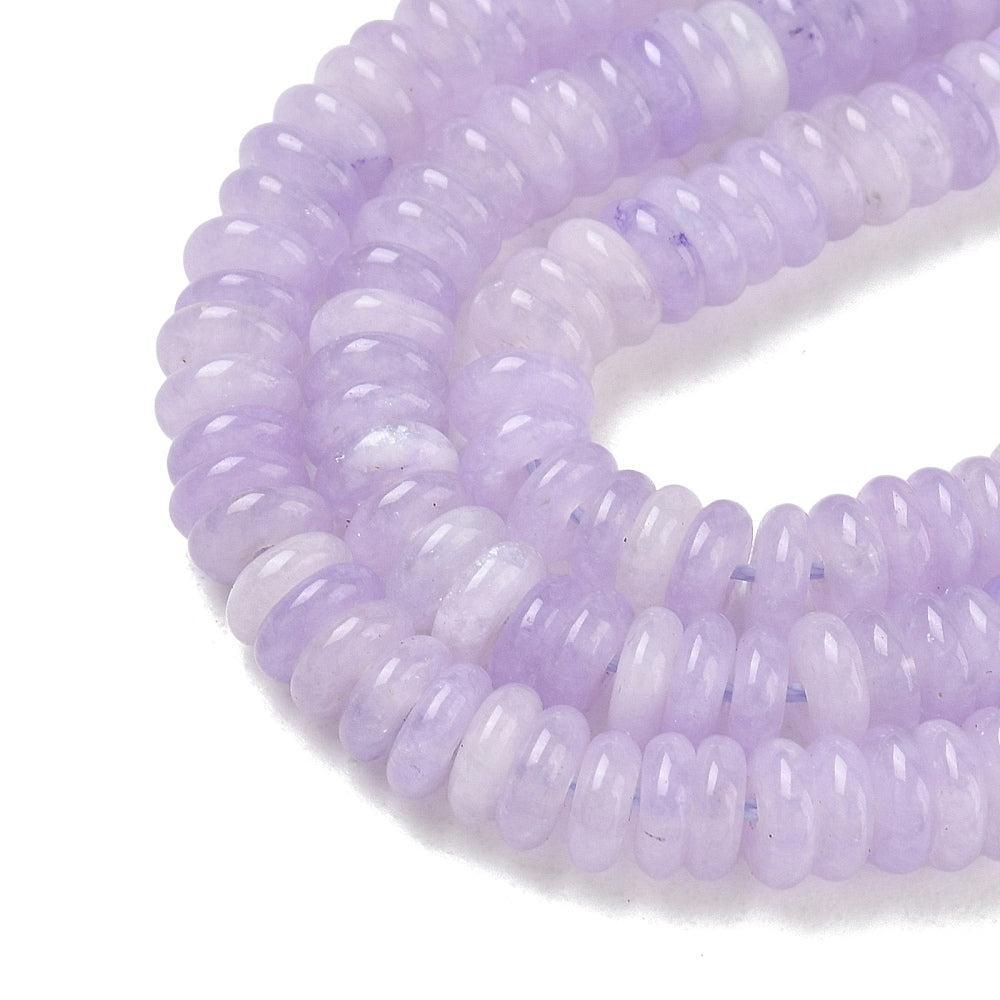 Edelsteen Kralen Witte Jade Rondel Lila 6.5x2mm - 30 stuks-Kralen-Kraaltjes van Renate
