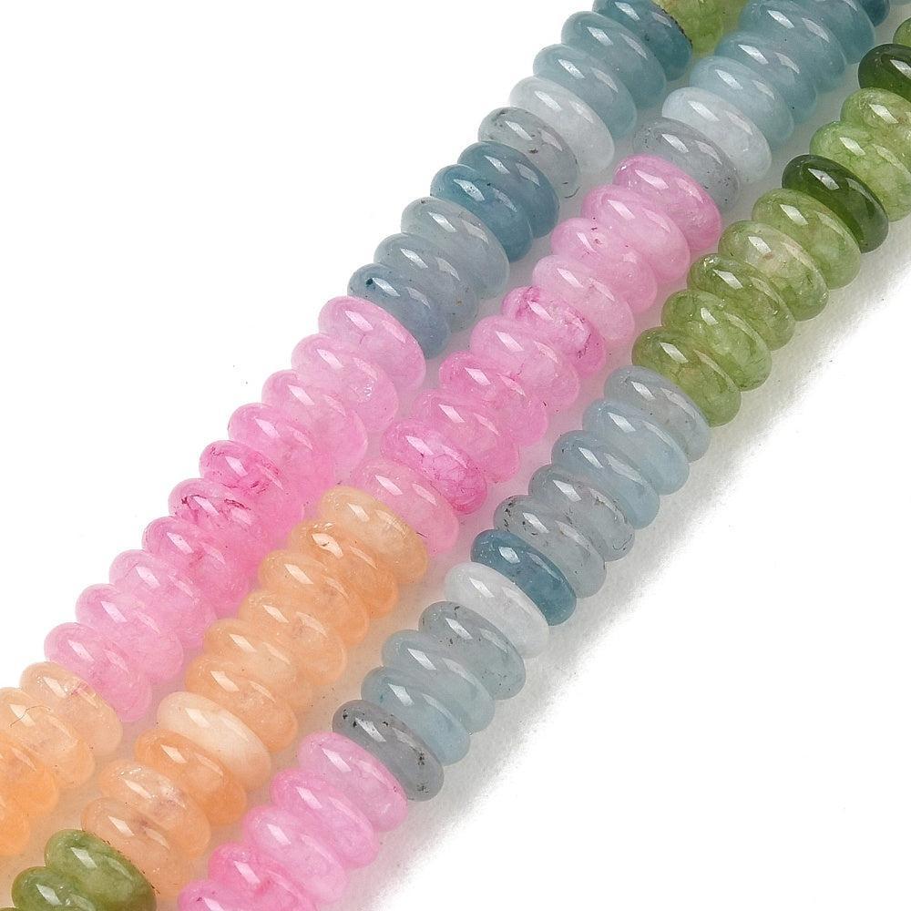 Edelsteen Kralen Witte Jade Rondel Multicolor 6.5x2mm - per streng (± 167 stuks)-Kralen-Kraaltjes van Renate