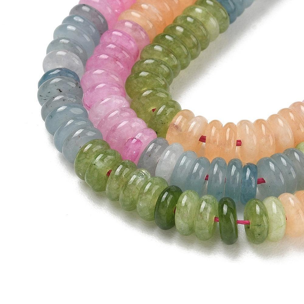 Edelsteen Kralen Witte Jade Rondel Multicolor 6.5x2mm - per streng (± 167 stuks)-Kralen-Kraaltjes van Renate