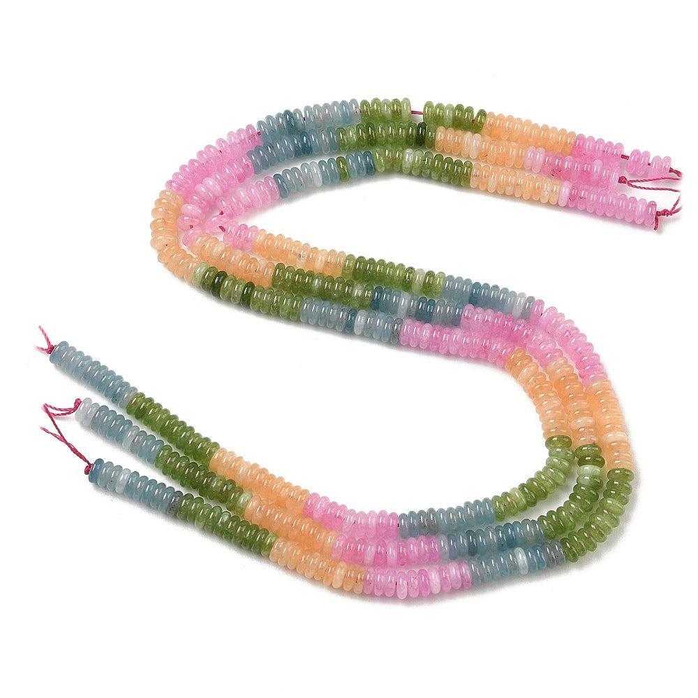 Edelsteen Kralen Witte Jade Rondel Multicolor 6.5x2mm - per streng (± 167 stuks)-Kralen-Kraaltjes van Renate
