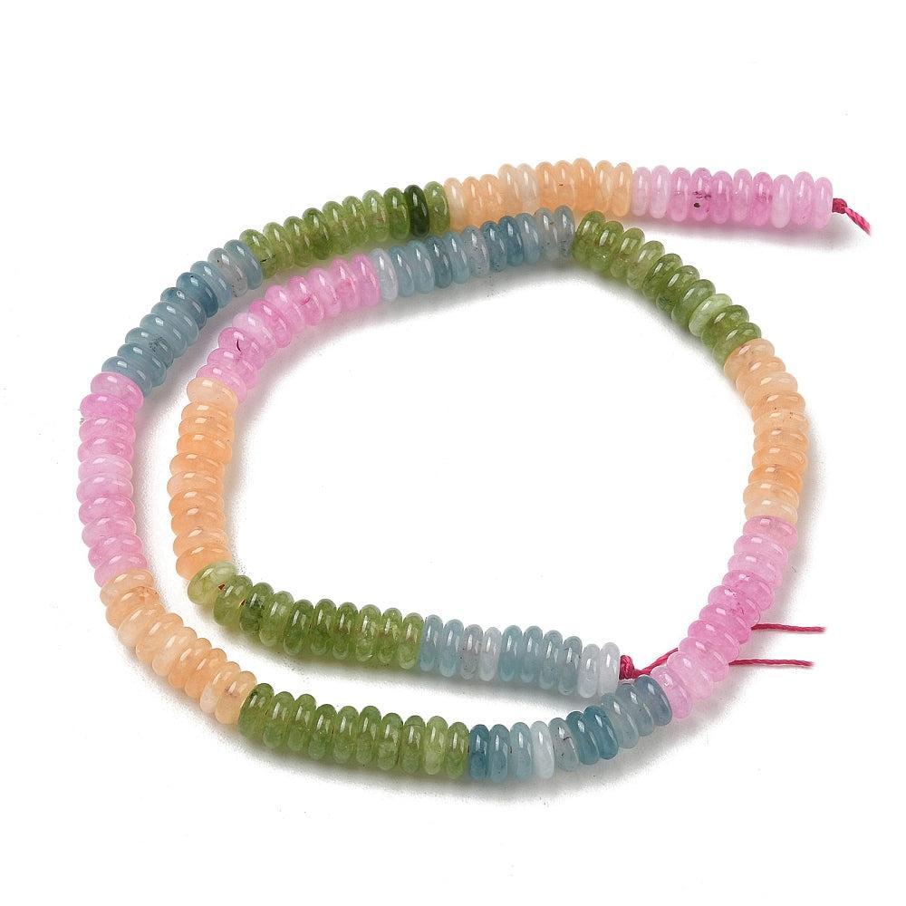 Edelsteen Kralen Witte Jade Rondel Multicolor 6.5x2mm - per streng (± 167 stuks)-Kralen-Kraaltjes van Renate
