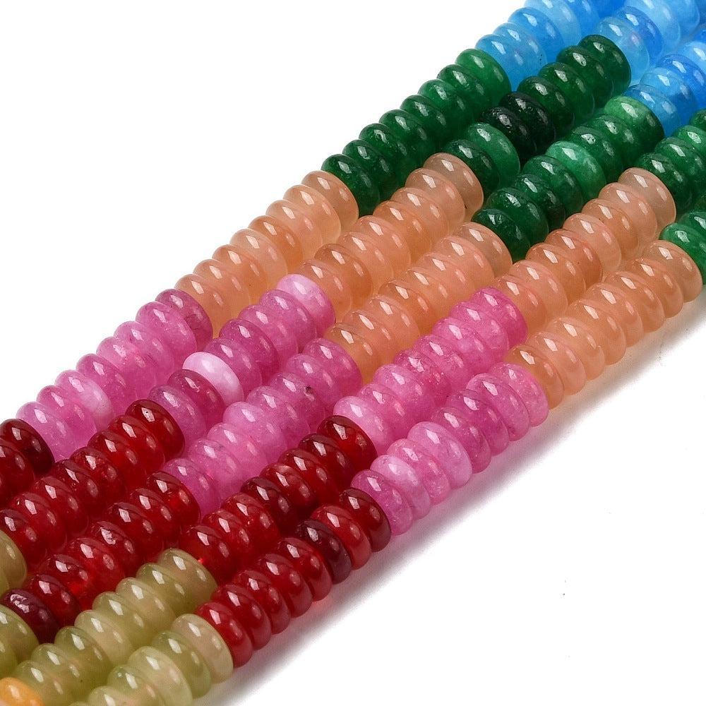 Edelsteen Kralen Witte Jade Rondel Multicolor Kleur 6.5x2mm - per streng (± 167 stuks)-Kralen-Kraaltjes van Renate