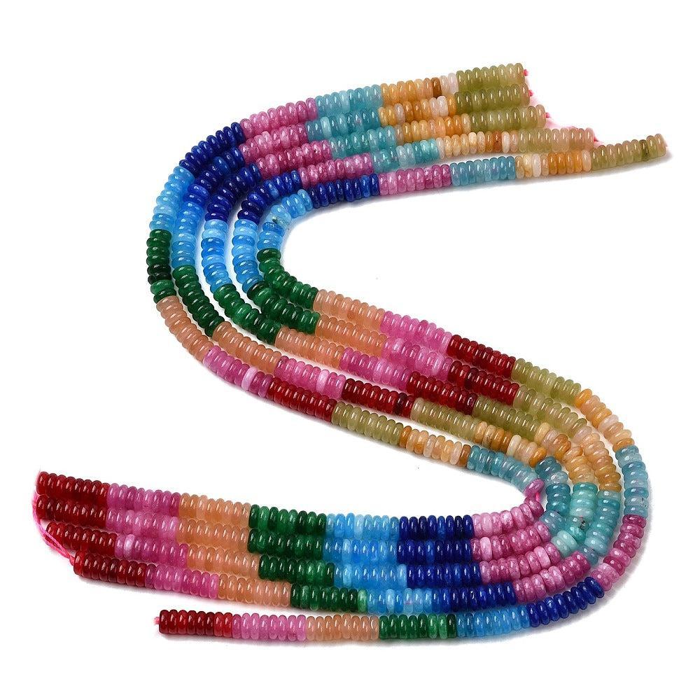Edelsteen Kralen Witte Jade Rondel Multicolor Kleur 6.5x2mm - per streng (± 167 stuks)-Kralen-Kraaltjes van Renate