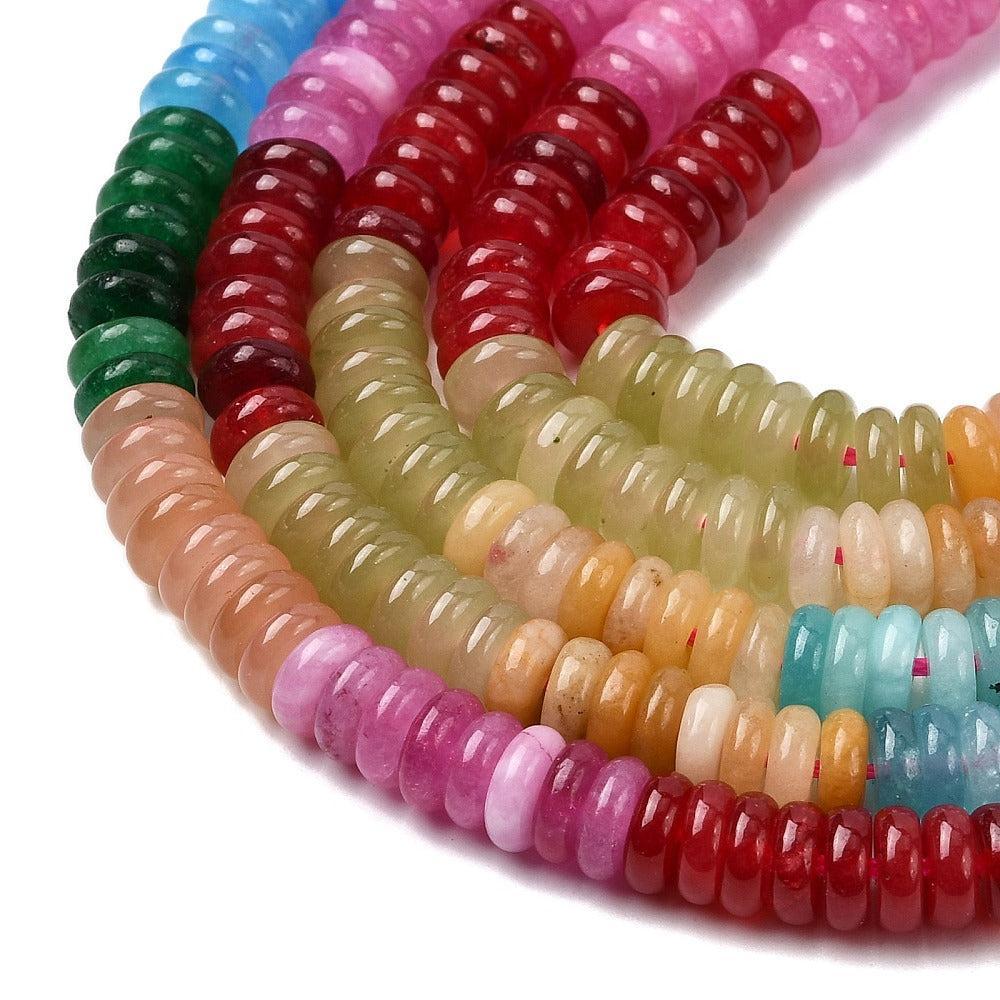 Edelsteen Kralen Witte Jade Rondel Multicolor Kleur 6.5x2mm - per streng (± 167 stuks)-Kralen-Kraaltjes van Renate