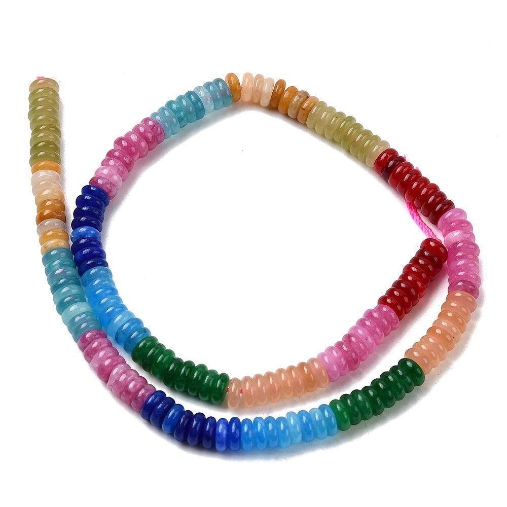 Edelsteen Kralen Witte Jade Rondel Multicolor Kleur 6.5x2mm - per streng (± 167 stuks)-Kralen-Kraaltjes van Renate