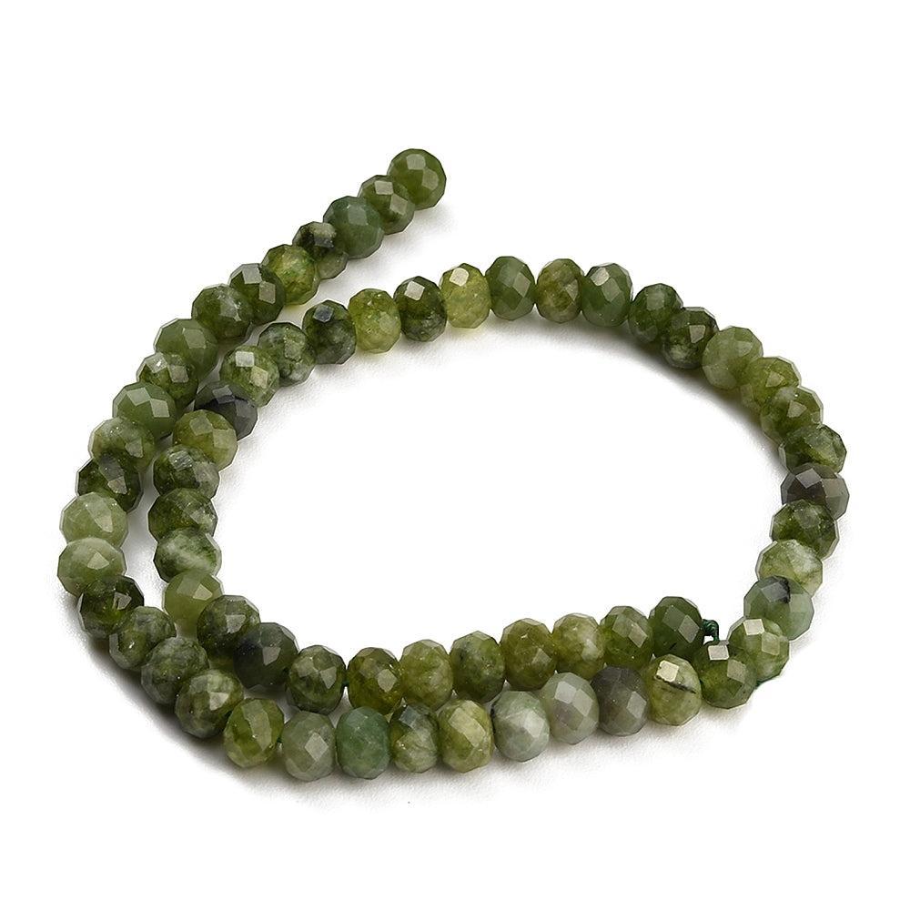Edelsteen Kralen Witte Jade Rondel Olijfgroen 8x5.5mm - per stuk