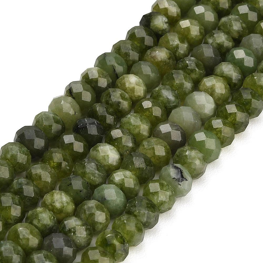 Edelsteen Kralen Witte Jade Rondel Olijfgroen 8x5.5mm - per stuk